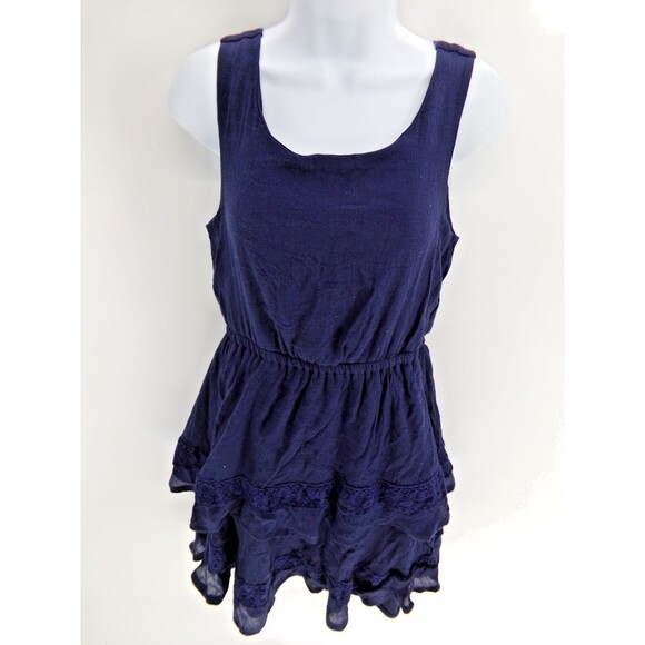 Wrangler Flowy Boho Womans M Western Lined Dress Ruffle Blue - Picture 1 of 6